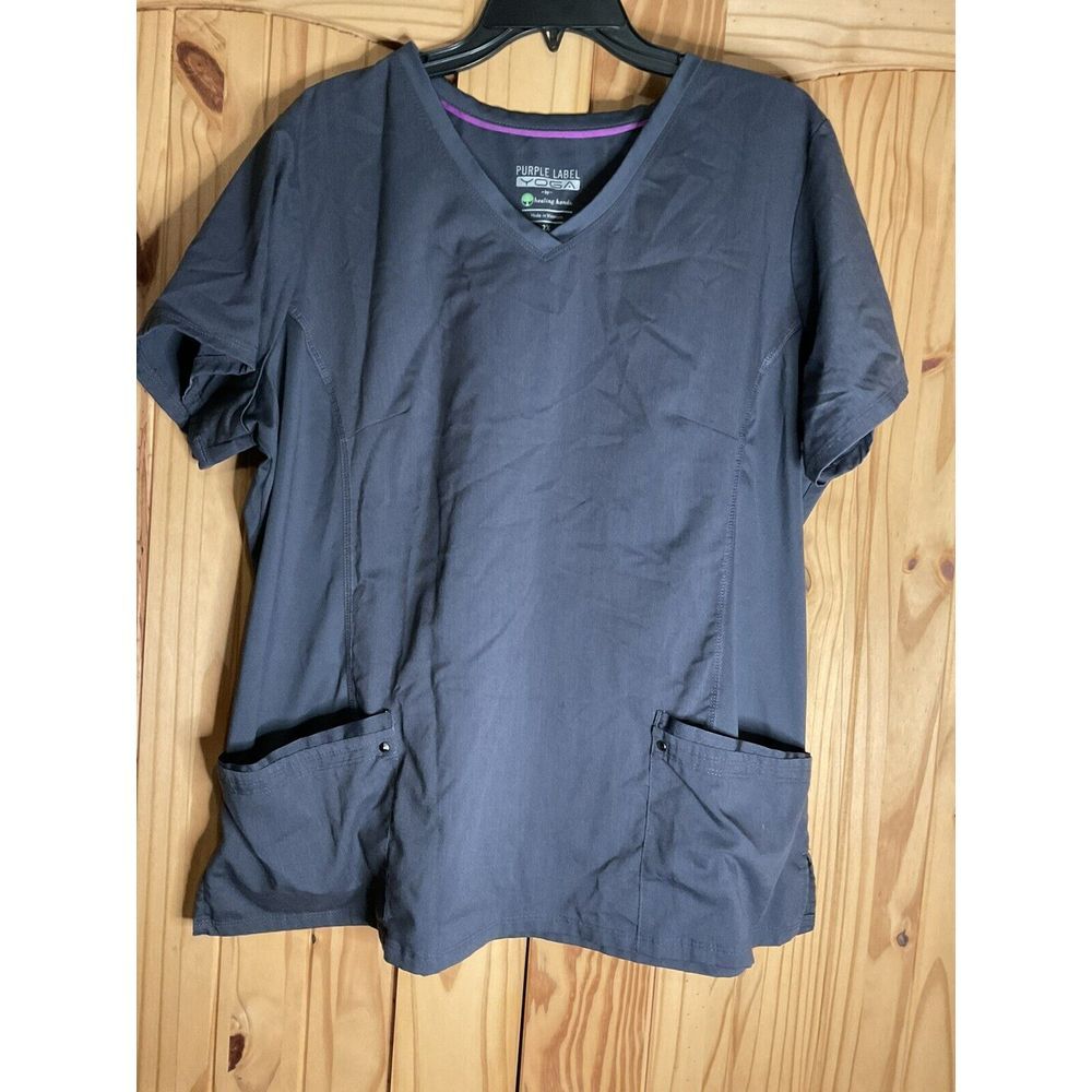 Healing Hangs Purple Yoga 2xl Scrub‎ Top Blue